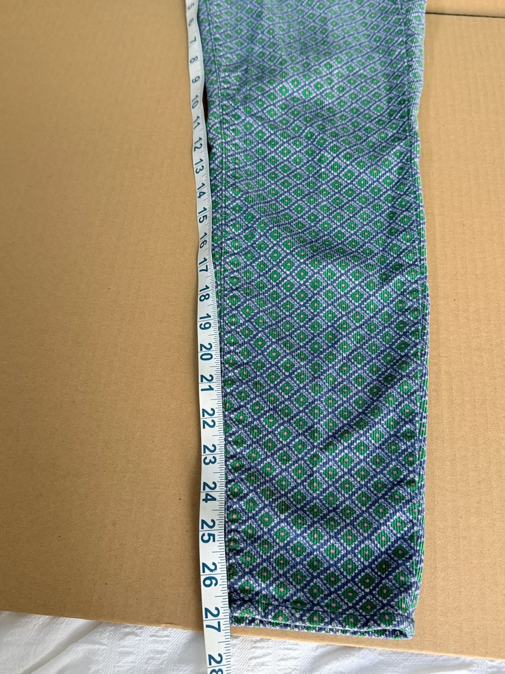 Vintage J.Crew Toothpick Patterned Corduroy Pants Size 28 Green Pink Blue - Picture 6 of 7
